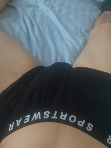 Guy showing his hard cock thru underwear